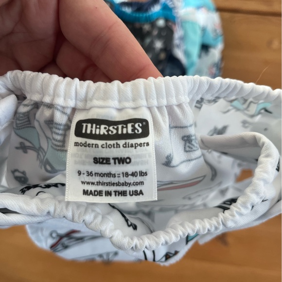 Thirsties Kids Cloth Diapers - Blue and White - Picture 2 of 6